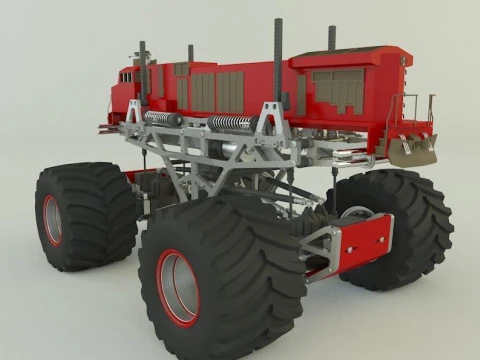 Locomotive monster trucks 3D Model