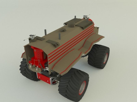 Locomotive monster trucks 3D Model
