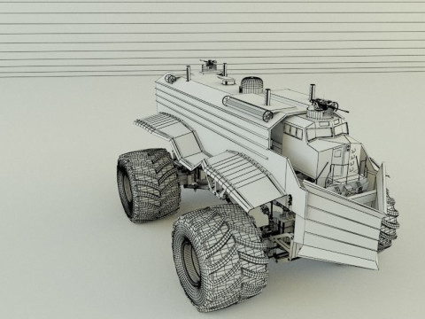 Locomotive monster trucks 3D Model
