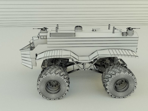 Locomotive monster trucks 3D Model