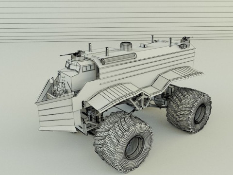 Locomotive monster trucks 3D Model