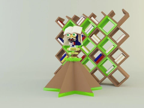 Metaverse librarian Low-poly 3D Model
