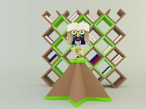 Metaverse librarian Low-poly 3D Model