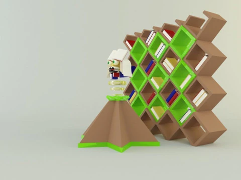 Metaverse librarian Low-poly 3D Model
