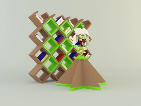 Metaverse librarian Low-poly 3D Model