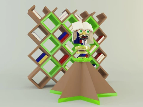 Metaverse librarian Low-poly 3D Model