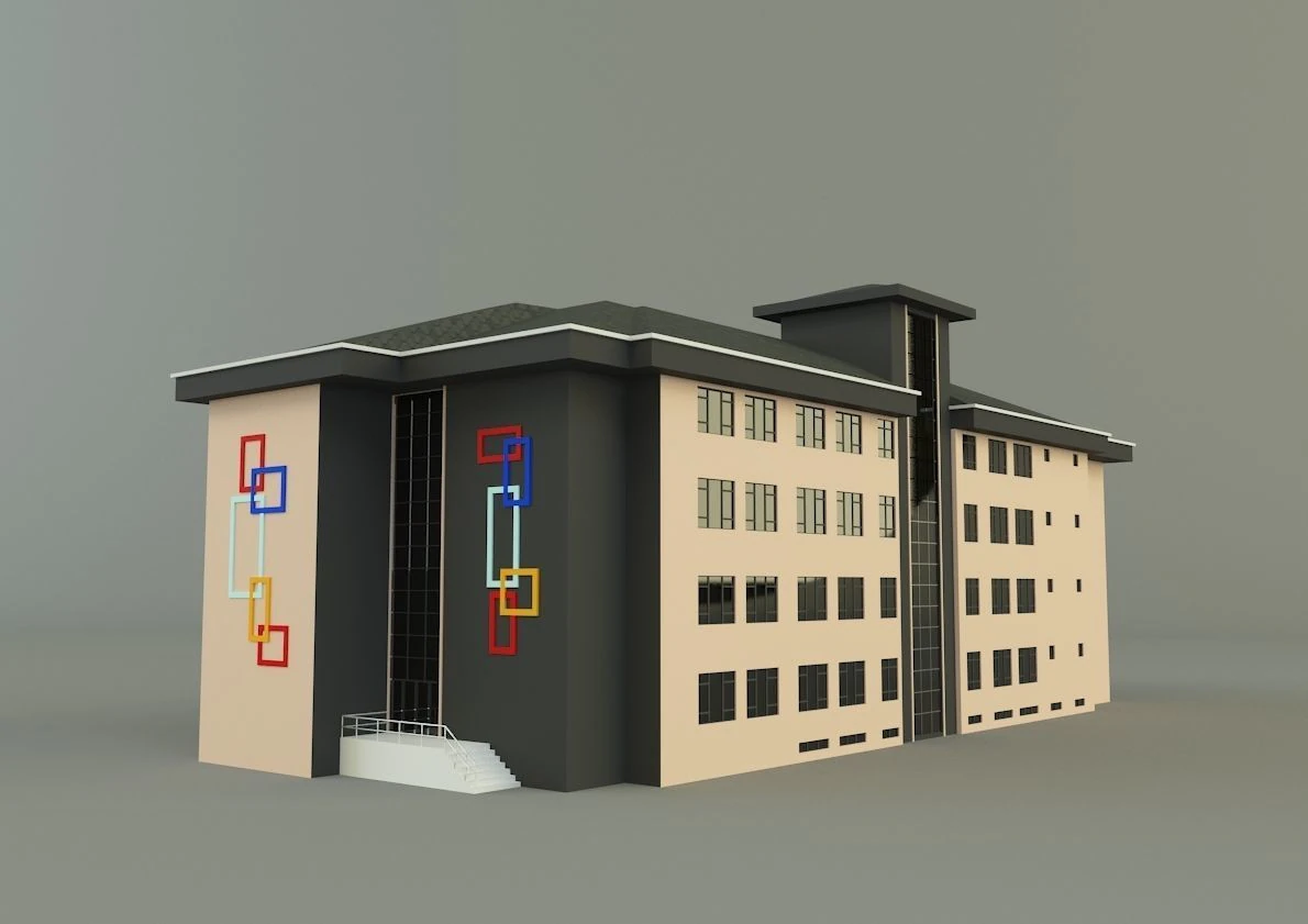 School building design 3D Model .c4d .max .obj .3ds .fbx .stl .blend 