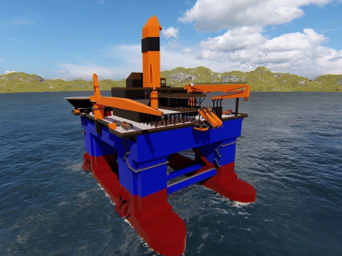 Semi submersible oil platform 3D Model