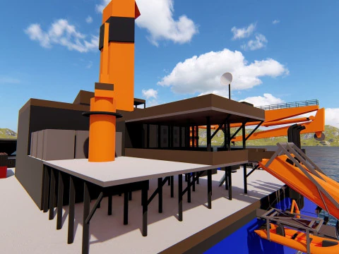 Semi submersible oil platform 3D Model