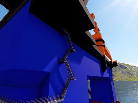 Semi submersible oil platform 3D Model