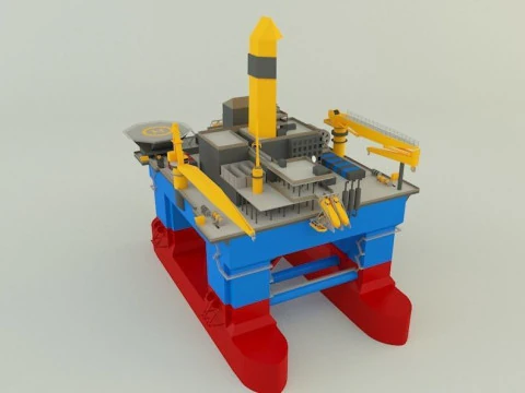 Semi submersible oil platform 3D Model
