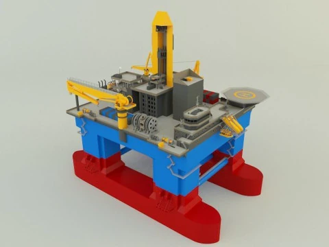 Semi submersible oil platform 3D Model