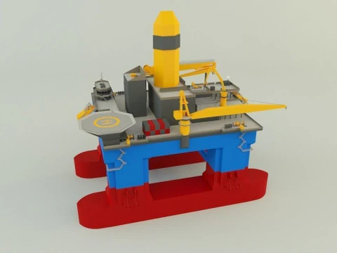 Semi submersible oil platform 3D Model
