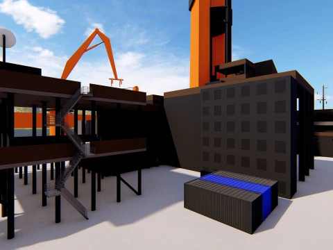 Semi submersible oil platform 3D Model