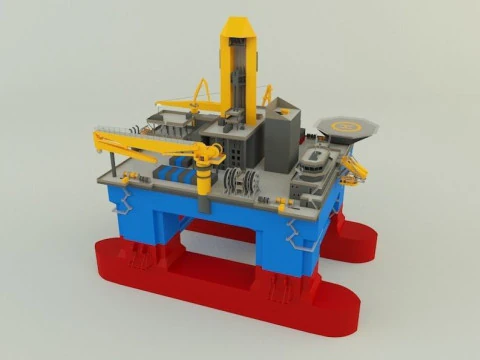 Semi submersible oil platform 3D Model