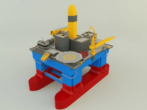 Semi submersible oil platform 3D Model