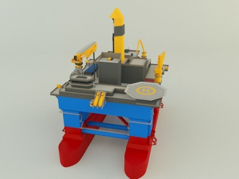 Semi submersible oil platform 3D Модель