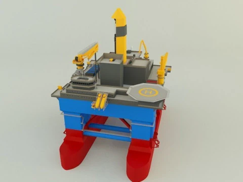 Semi submersible oil platform 3D Model