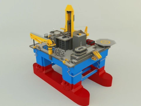 Semi submersible oil platform 3D Model