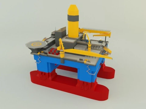 Semi submersible oil platform 3D Model