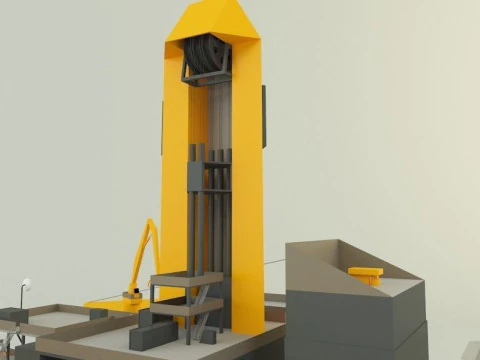 Semi submersible oil platform 3D Model