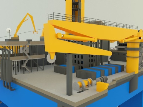 Semi submersible oil platform 3D Модель