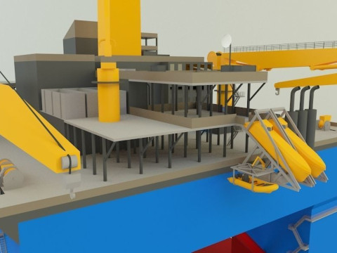 Semi submersible oil platform 3D Модель