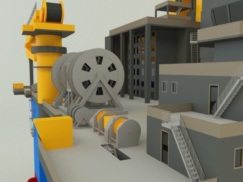 Semi submersible oil platform 3D Модель