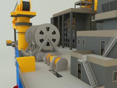 Semi submersible oil platform 3D Model