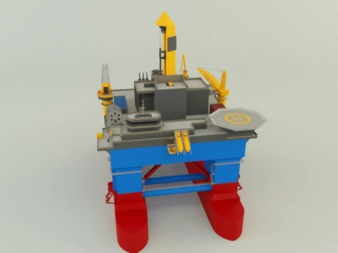 Semi submersible oil platform 3D Model