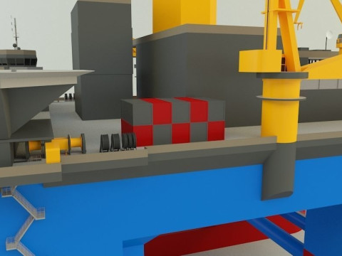 Semi submersible oil platform 3D Модель