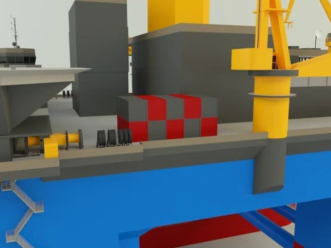 Semi submersible oil platform 3D Model