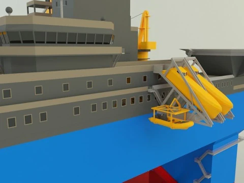 Semi submersible oil platform 3D Model