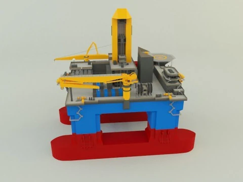 Semi submersible oil platform 3D Model