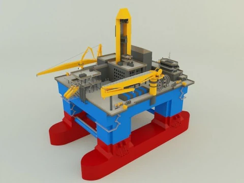 Semi submersible oil platform 3D Model