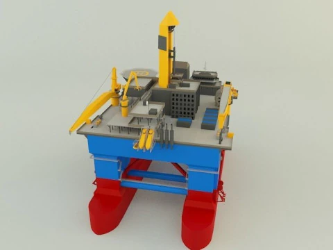 Semi submersible oil platform 3D Model