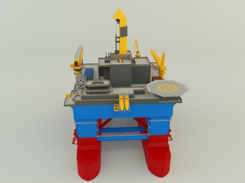 Semi submersible oil platform 3D Модель