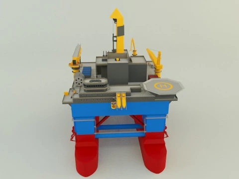 Semi submersible oil platform 3D Model