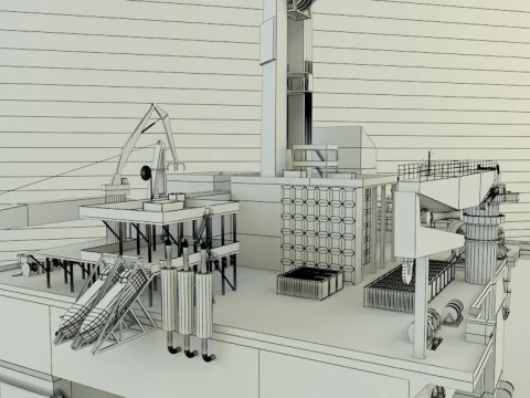 Semi submersible oil platform 3D Model