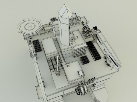 Semi submersible oil platform 3D Модель