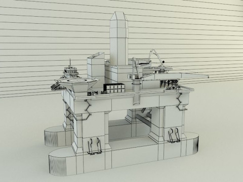Semi submersible oil platform 3D Модель
