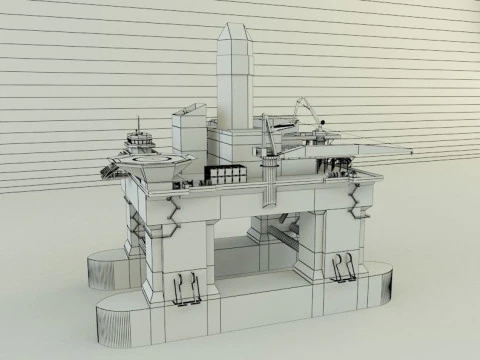 Semi submersible oil platform 3D Model