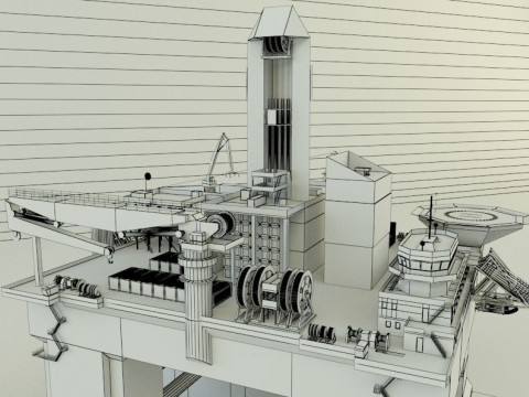 Semi submersible oil platform 3D Модель
