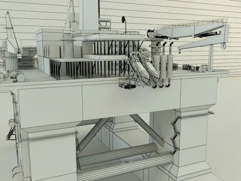 Semi submersible oil platform 3D Model