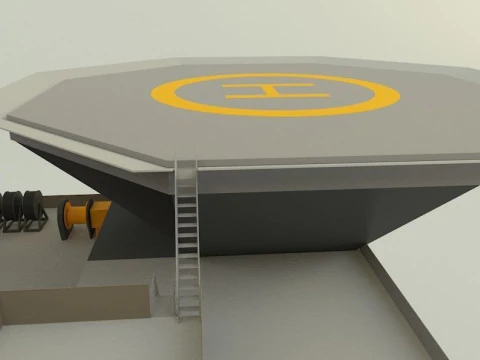 Semi submersible oil platform 3D Model