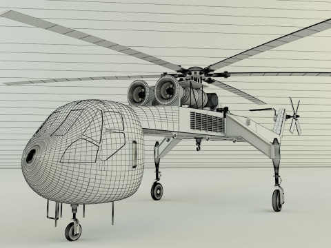 Sikorsky S-64 Skycrane helicopter Modelo 3D