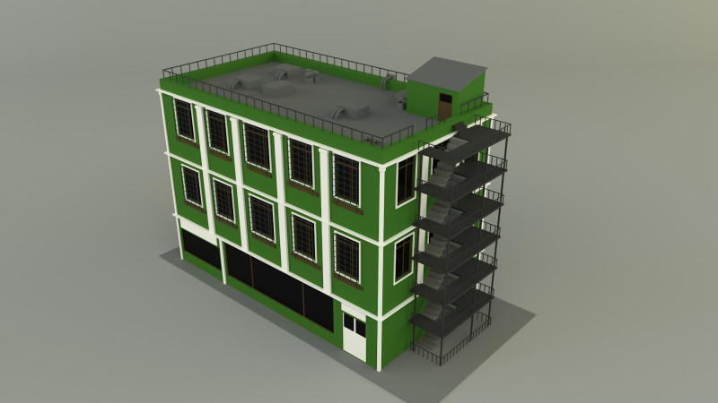 Green building 65 Model 3D .c4d .max .obj .3ds .fbx .stl .blend 