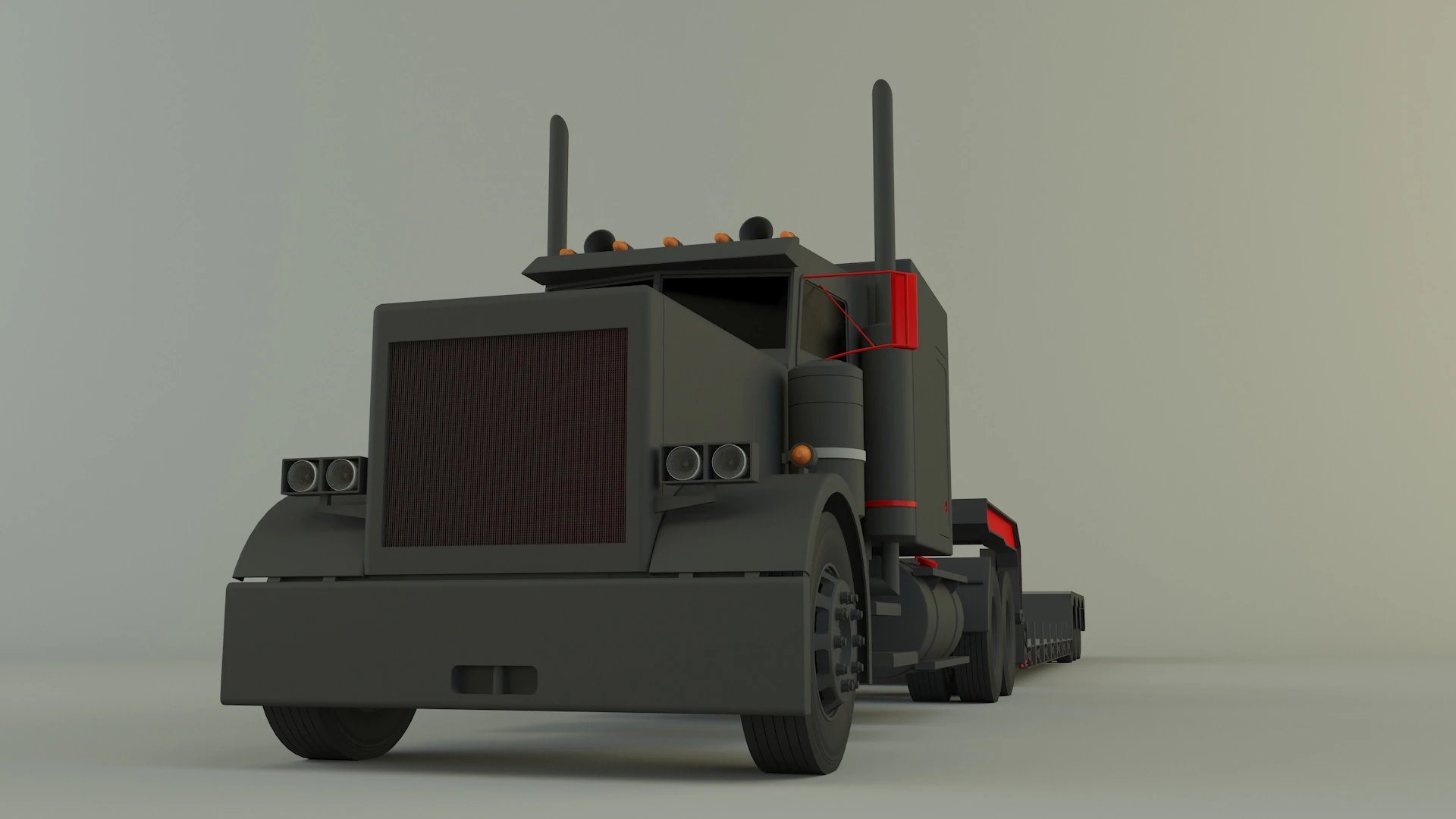 Truck 3ax lowbed trailer 3D Model .c4d .max .obj .3ds .fbx .stl .blend