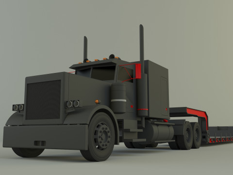 Truck 3ax lowbed trailer Modello 3D