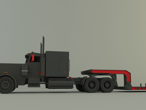 Truck 3ax lowbed trailer Modello 3D